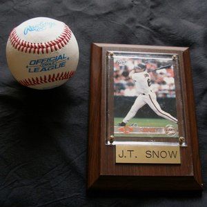 Collectible J.T. Snow SF Giants Pacific Card 1B In Plaque + Brass Name Plate